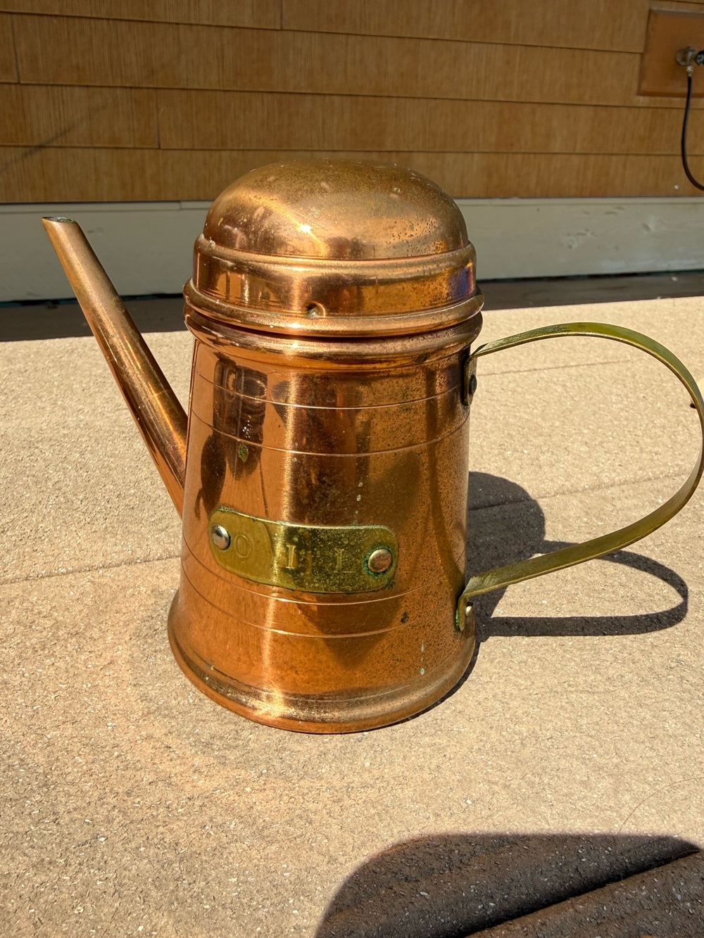 Vintage Solid Copper & Brass Oil Dispenser Cruet - Farmhouse Kitchen Decor